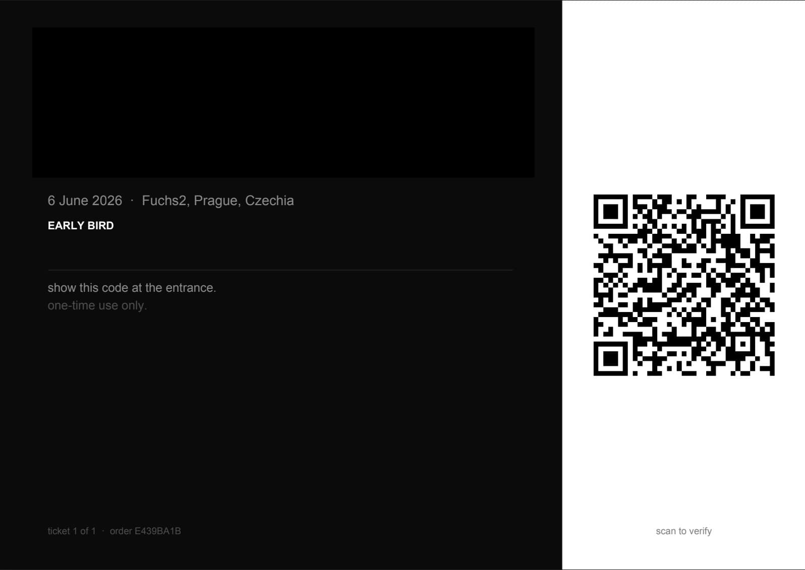 PDF ticket with QR code as received by the buyer